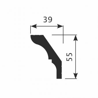 Потолочный плинтус KX029  Экополимер  55х39мм, дл. 2м