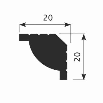 Потолочный плинтус KX020  Экополимер  20х20мм, дл. 2м