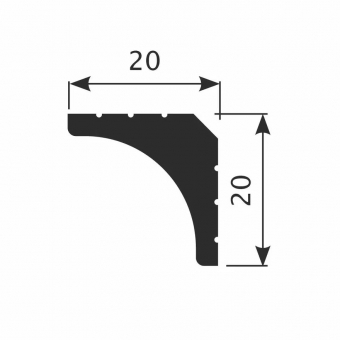 Потолочный плинтус KX021  Экополимер  20х20мм, дл. 2м